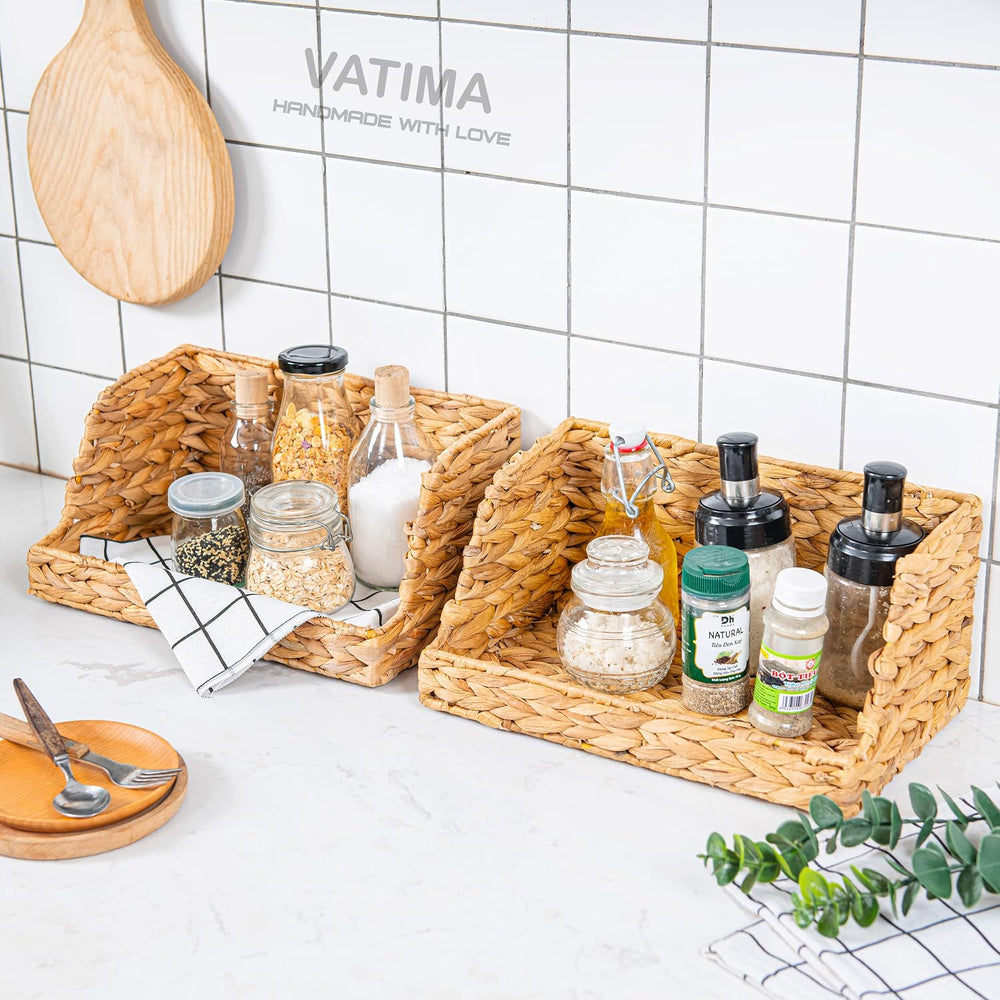 VATIMA Water Hyacinth Storage Baskets for Organizing, Medium Open-Front Wicke...