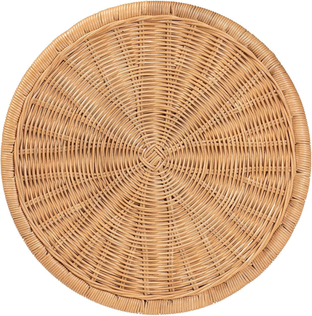 Bali & pari Caroline Round Natural Rattan End Table – Handwoven Wicker Dr...