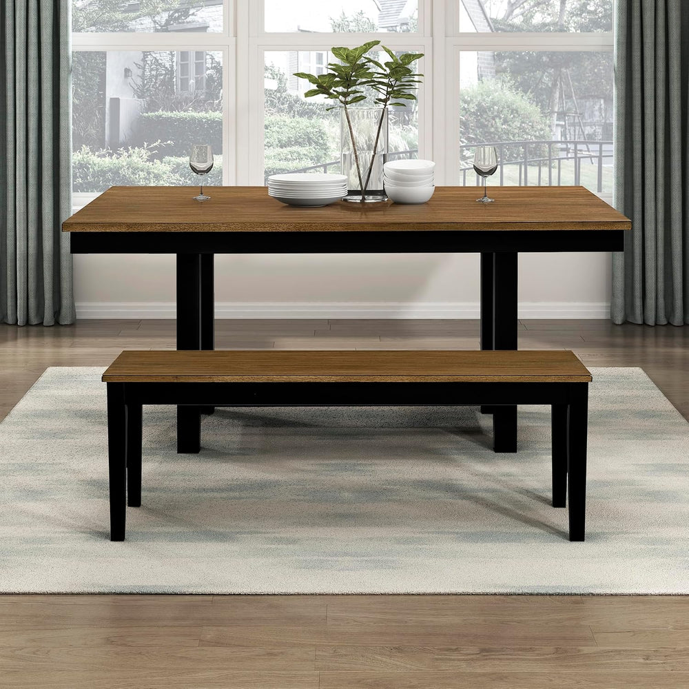 Lexicon 48" W Brown Black Dining Bench for Table - Solid Wood Frame Entr...