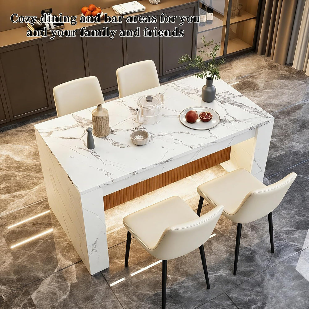 63"*35.4" Large Imitation Marble Dining Table, Mordern Bar Marble S...