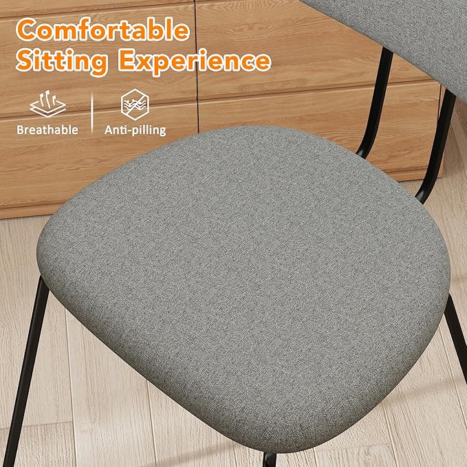 LSSPAID Dining Chairs Set of 2, Linen Fabric Upholstered Dining Room Chairs w...