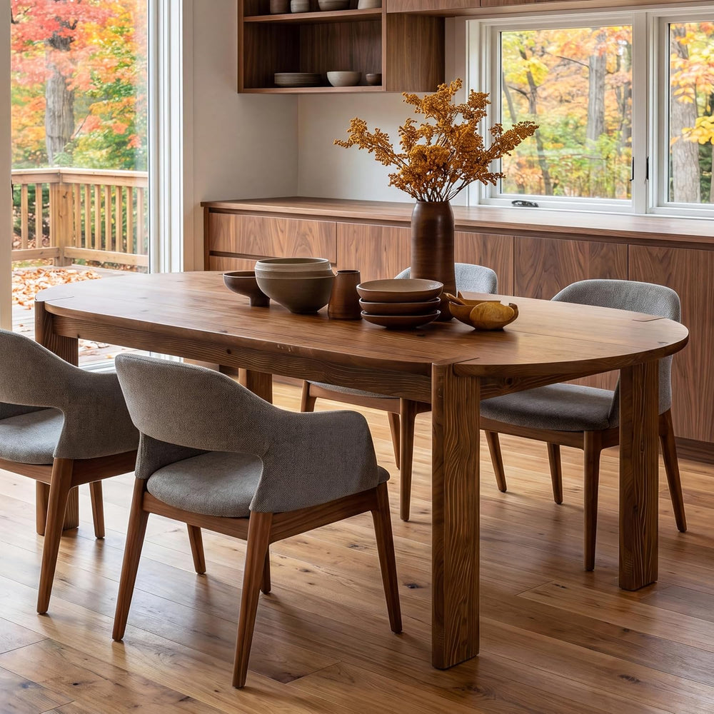 Tribesigns 63-Inch Solid Wood Oval Dining Table, Farmhouse Dinner Table with ...