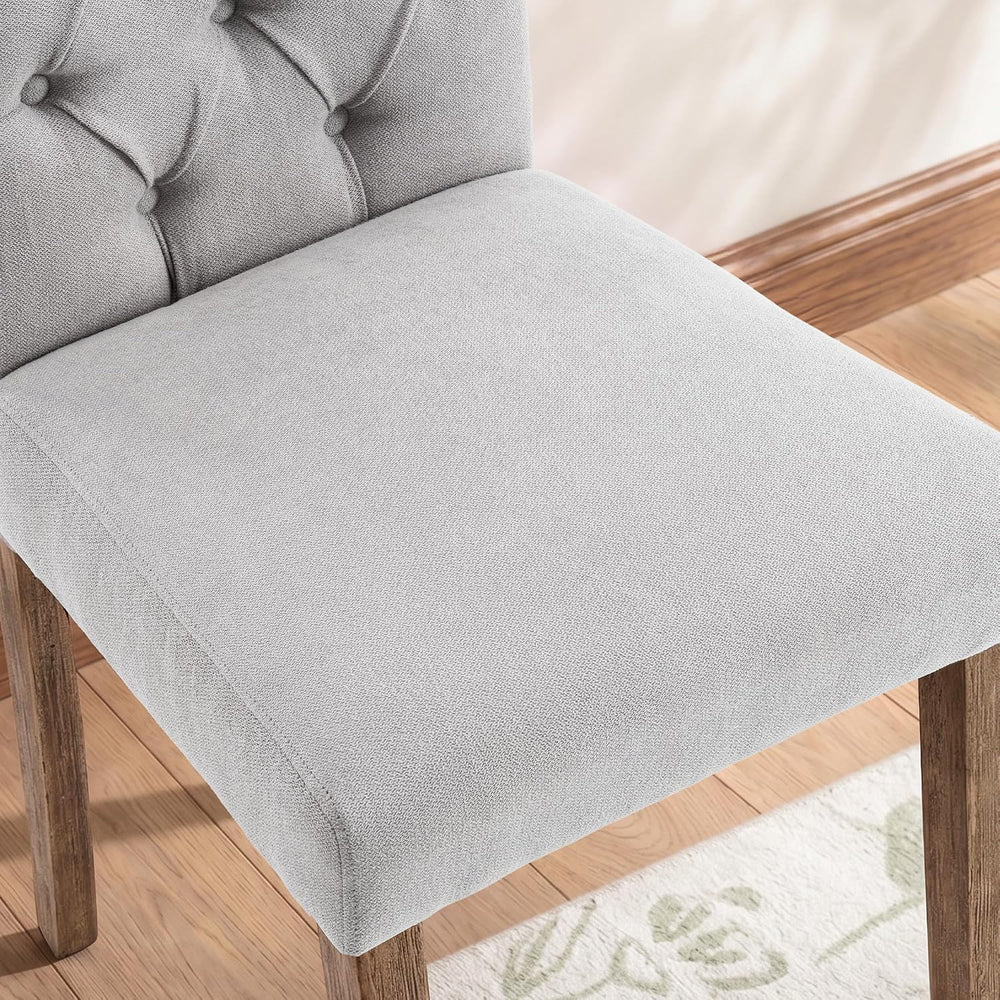 Tufted Dining Chair Fabric Button Upholstered Modern Kitchen Diner Set of 2