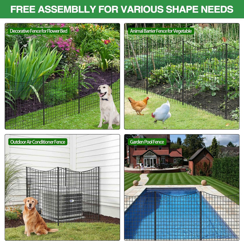 12 Panels Garden Fence Animal Barrier, 33 in(H) X 26 ft(L) Dog Fence Outdoor ...