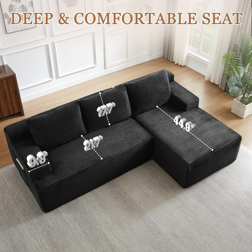 96" Sectional Sofa Cloud Couch with Deep Seat, Modern L-Shape Compressed...