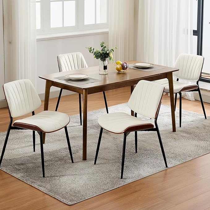 Garvee Dining Chairs Set of 2, Mid-Century Modern Upholstered Retro PU Leathe...