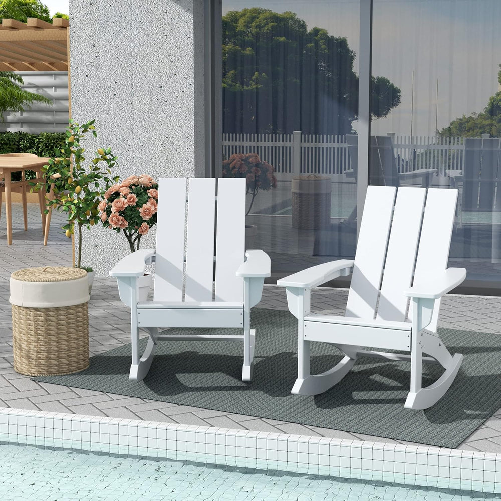 WestinTrends Ashore Patio Rocking Chairs Set of 2, All Weather Poly Lumber Pl...