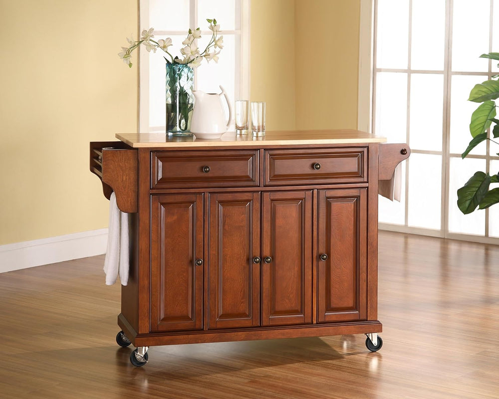Crosley Furniture Full Size Rolling Kitchen Island, Wood Top