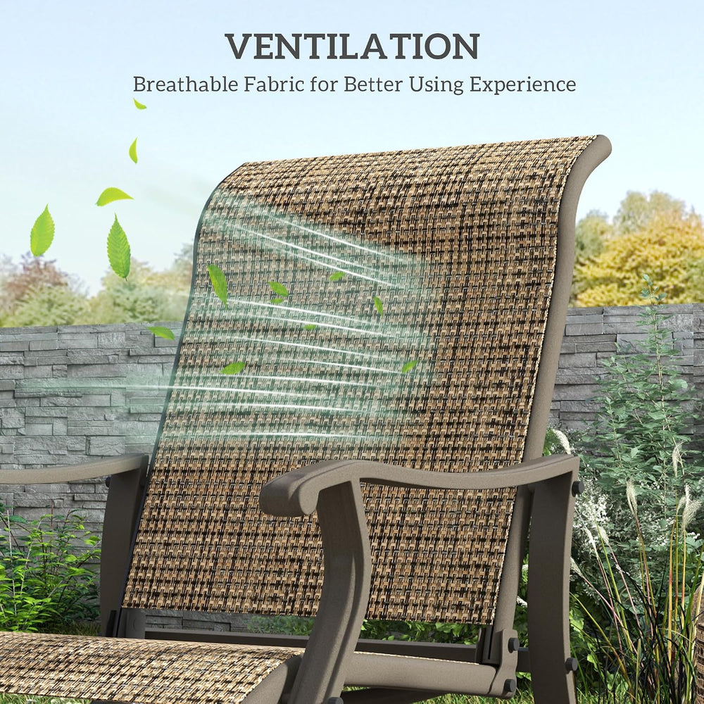 Outsunny Outdoor Glider Chair Patio Garden Steel Frame Light Mixed Brown | Gl...