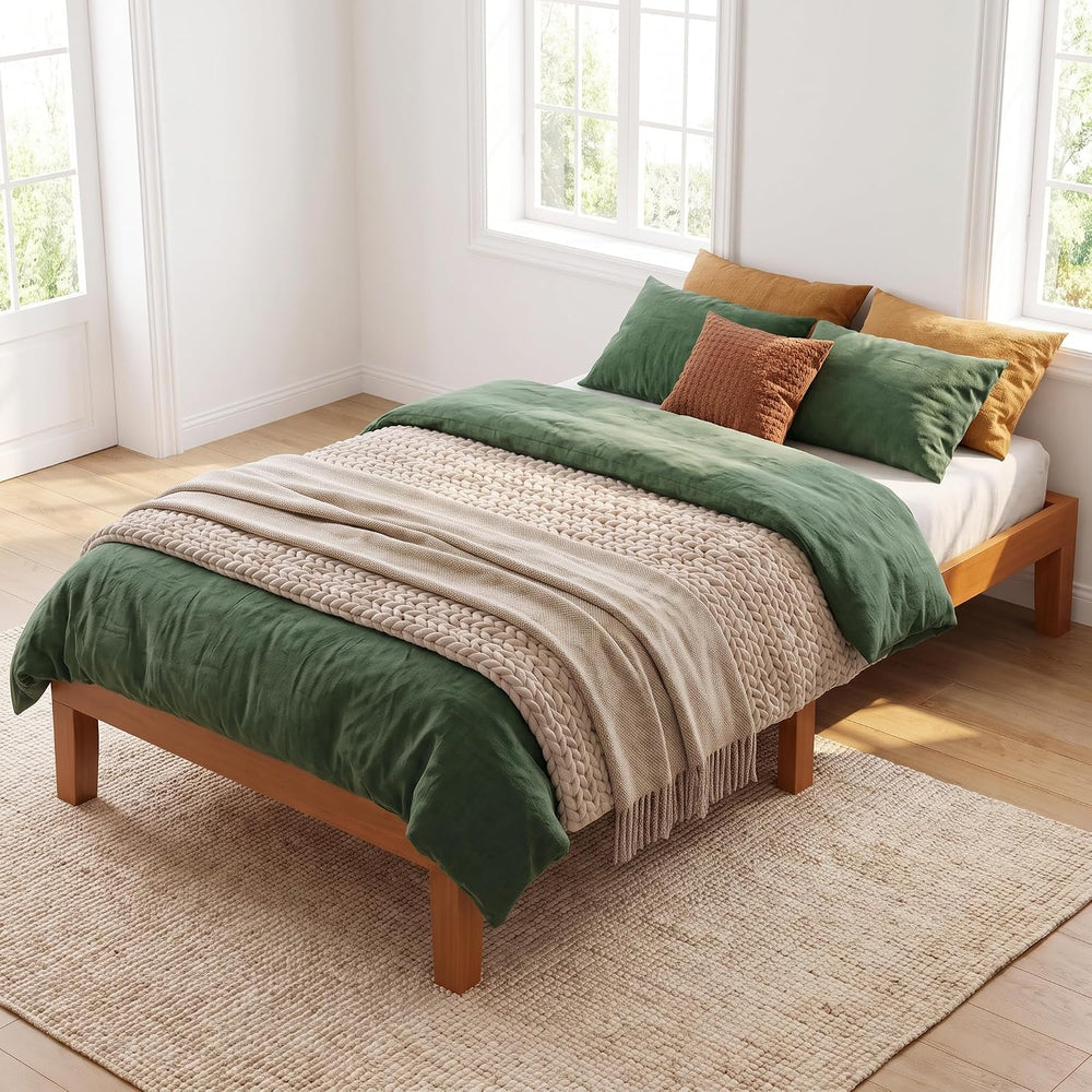Sweetcrispy 12" Twin Bed Frames, 3.5" Thick Pine Frame, 500 lbs Cap...