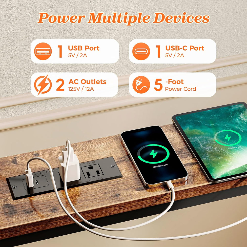 SUPERJARE 94.5 Inch Sofa Table with 2 Power Outlets and USB-C Ports, 5.9 Inch...