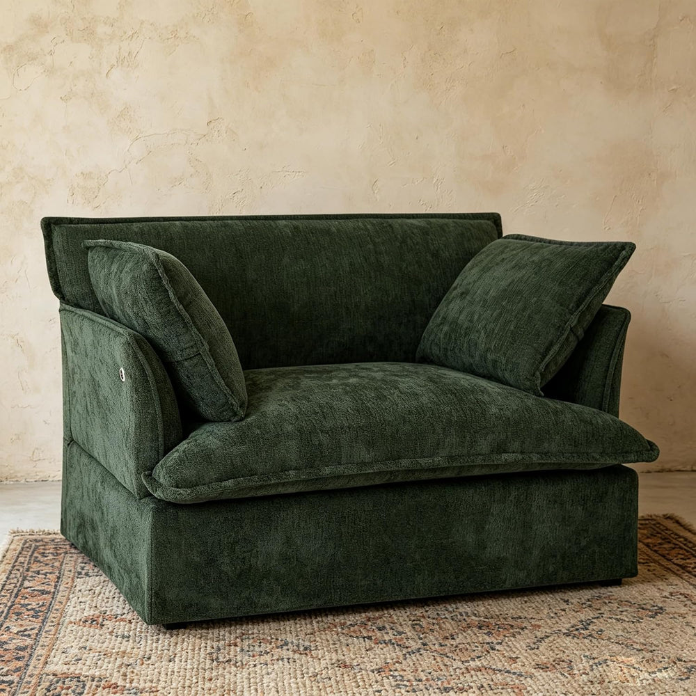 ERYE 47" Chenille Upholstered Accent Chair Wide Seat Armchair for Living...
