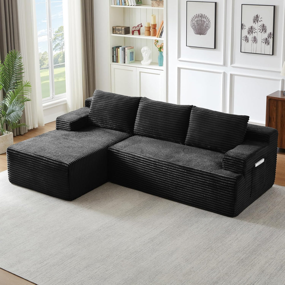 Eafurn 96" L Shaped Cloud Sectional Couch with Chaise, Deep Seat Modular...