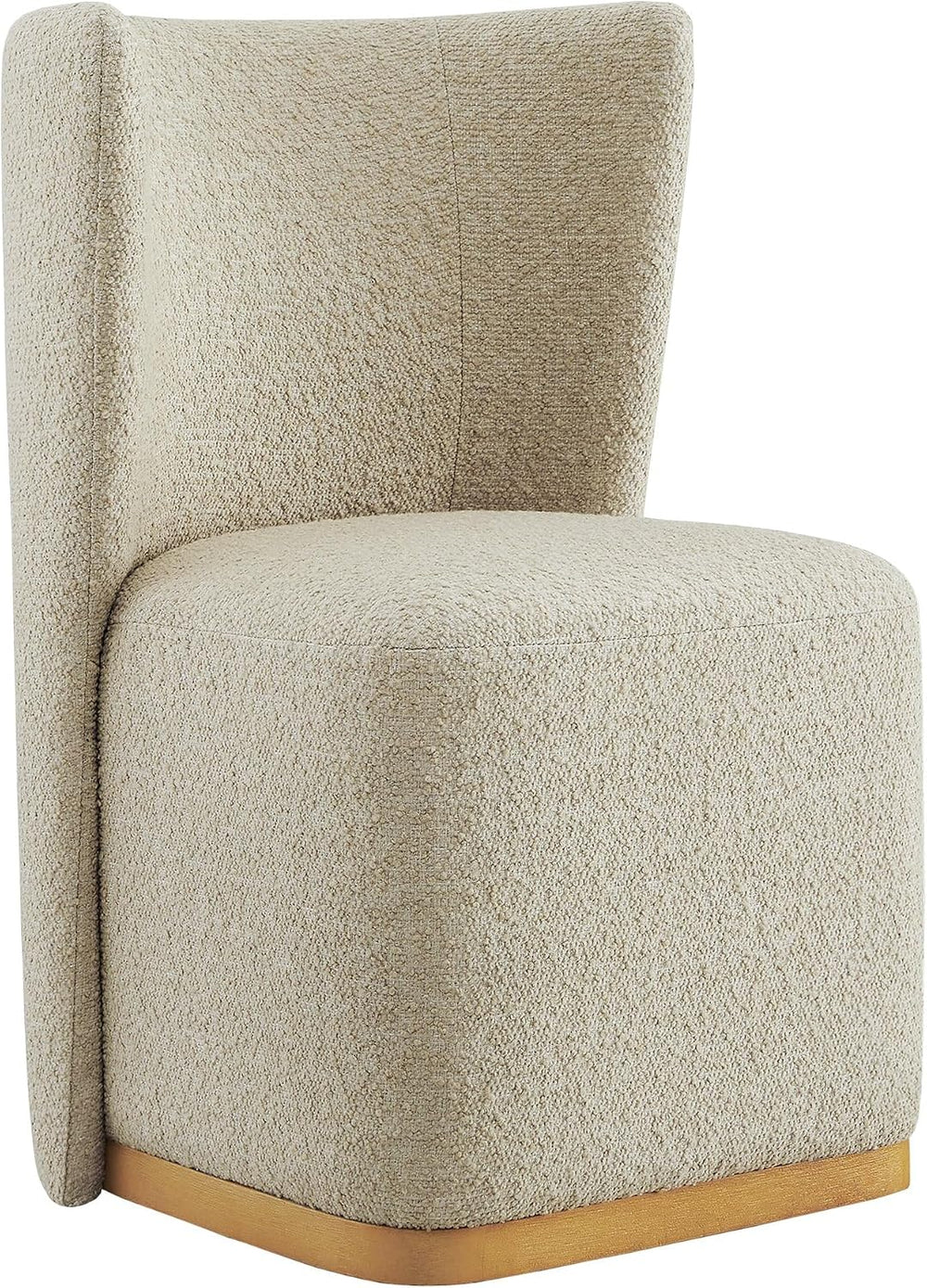 CHITA Upholstered Rolling Dining Chair with Casters Set of 4, Oatmeal | FSC C...