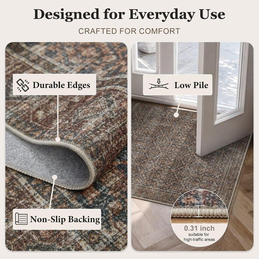 5x7 Area Rugs for Living Room Bedroom Vintage Washable Rug