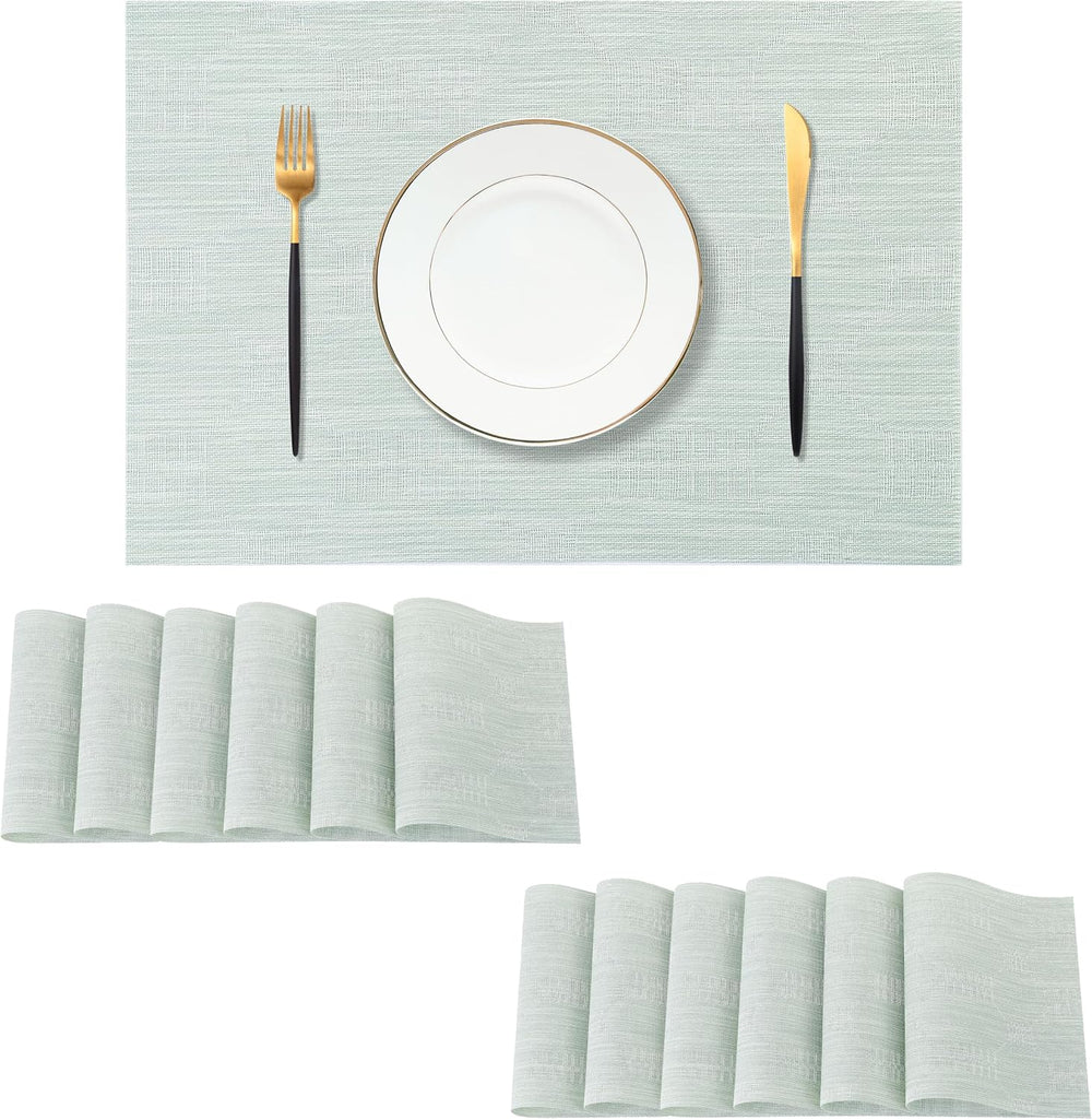Mint Cream Placemats Set of 12 - Heat Resistant Non-Slip Place mats for Dinin...