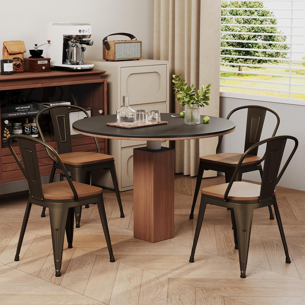 18 Inch Metal Dining Chairs,Arlunar Farmhouse Chairs Set of 4 Black Dining Ro...