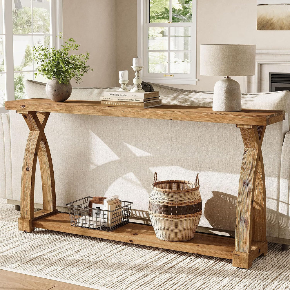 Wood Console Table for Entryway, 63" Entryway Table with Storage | Farmh...
