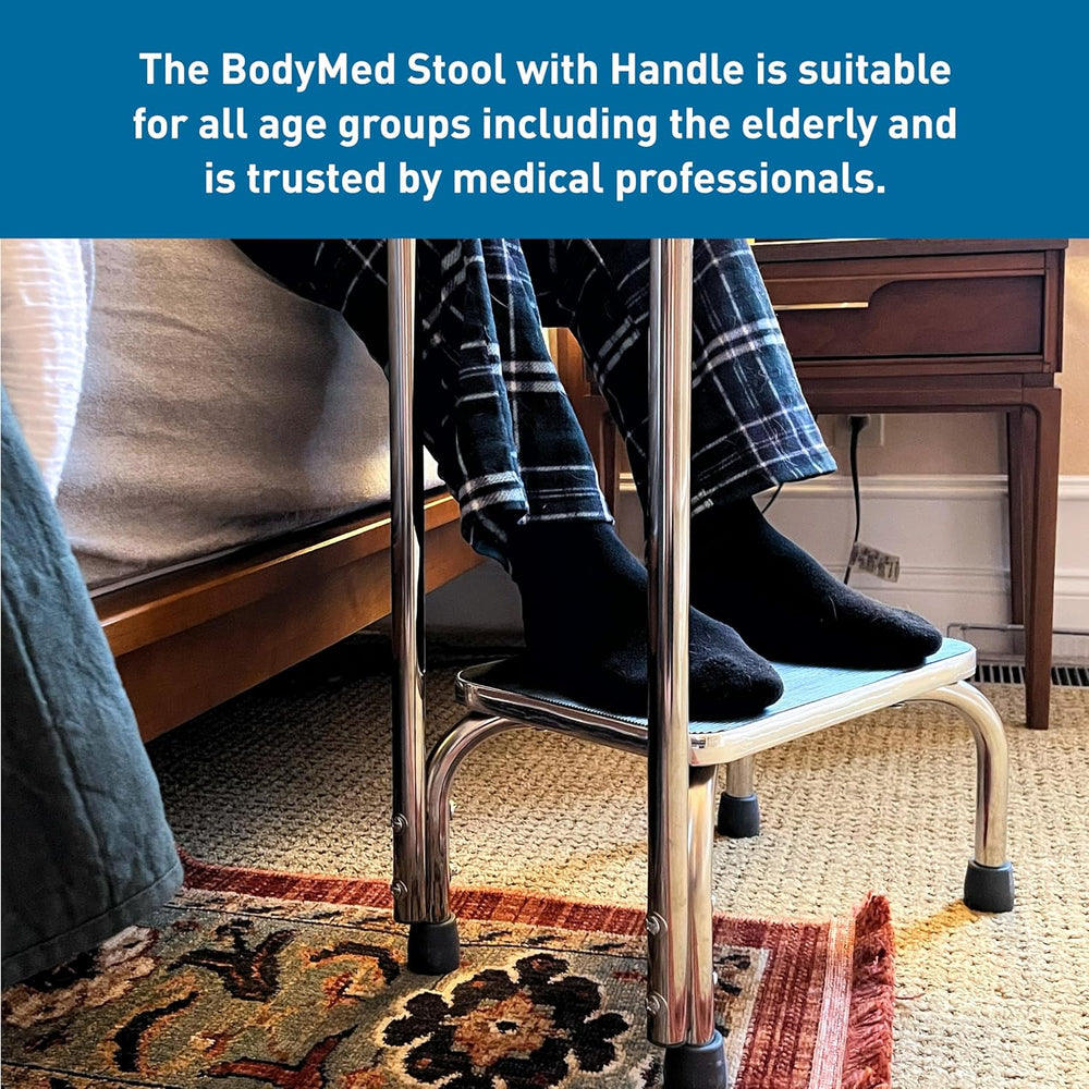 BodyMed Heavy-Duty Foot Step Stool with Handle and Non-Slip Rubber Platform f...