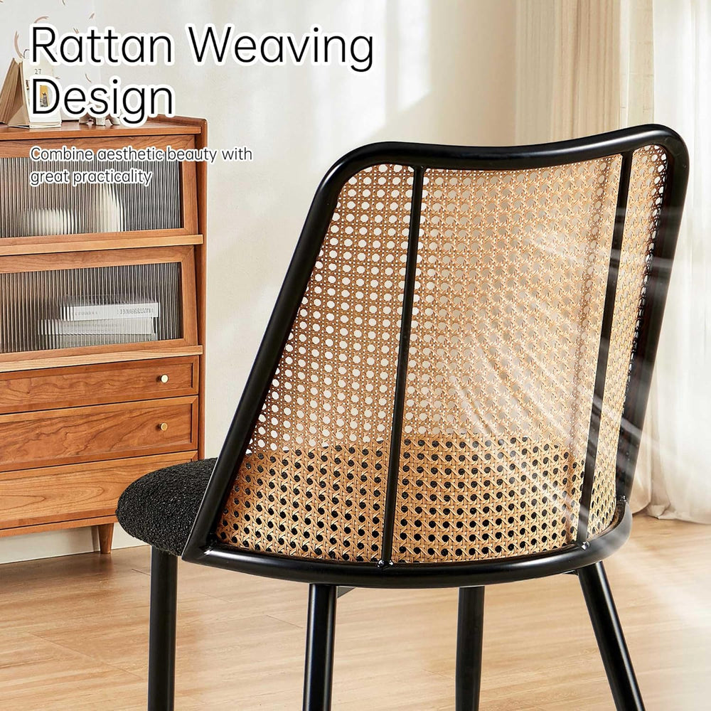 NORDICANA Rattan Dining Chairs Set of 2, Mid Century Kitchen Dining Room Side...