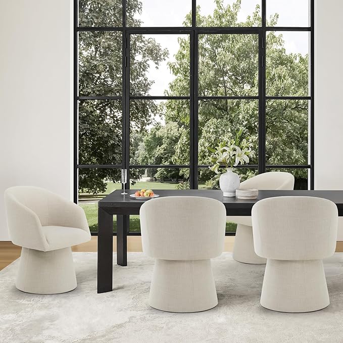 Swivel Dining Chairs Set of 4, Upholstered Mid Century Modern Deskchair with ...