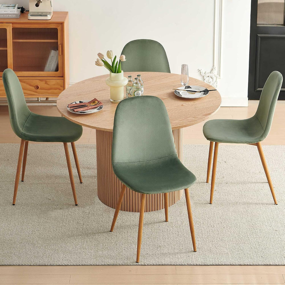 Dining Table Set for 4, Mid Century Modern 47 Inch Wooden Round Dining Table ...
