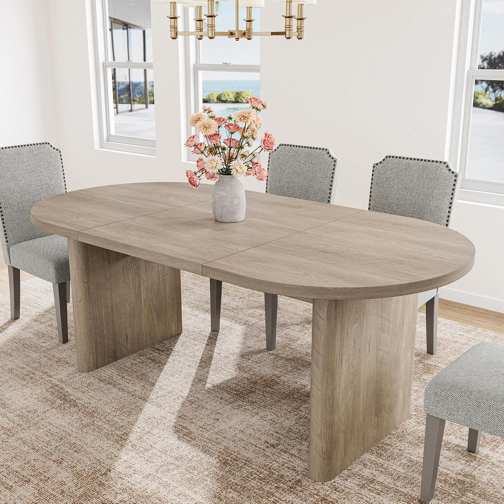 GarveeHome 5-Piece 70.8 Inch Oval Dining Table Set with Upholstered Dining Ch...