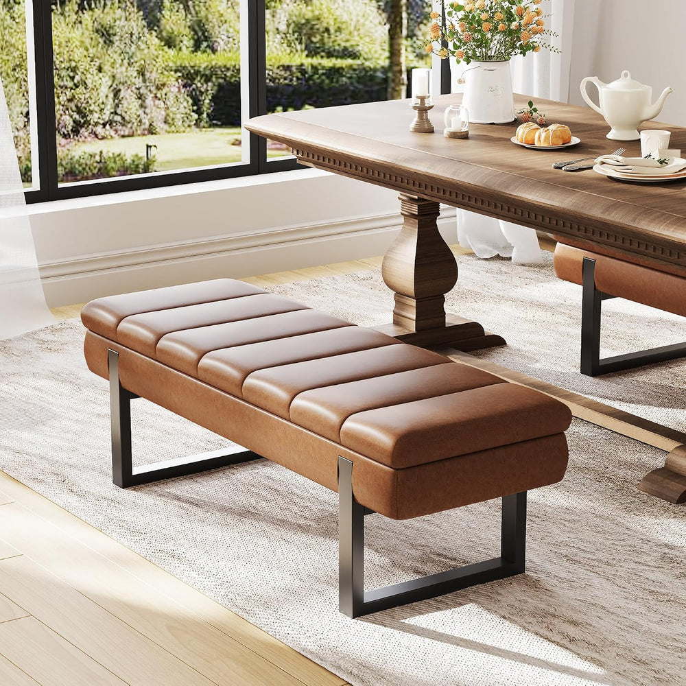 Breakfast Nook Bench 52" Storage Ottoman Bench Backless | End of Bed Ben...