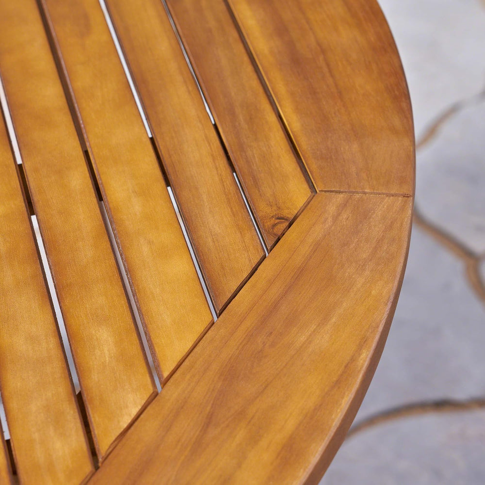 Christopher Knight Home Nick Outdoor Acacia Wood Round Dining Table, Teak Finish