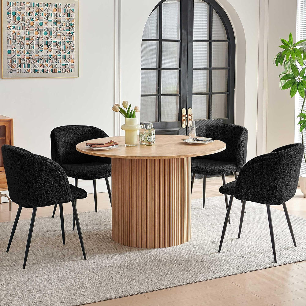 Homedot 5-Piece Modern Kitchen Dining Room Table Set for 4, 47-Inch Oak Woode...