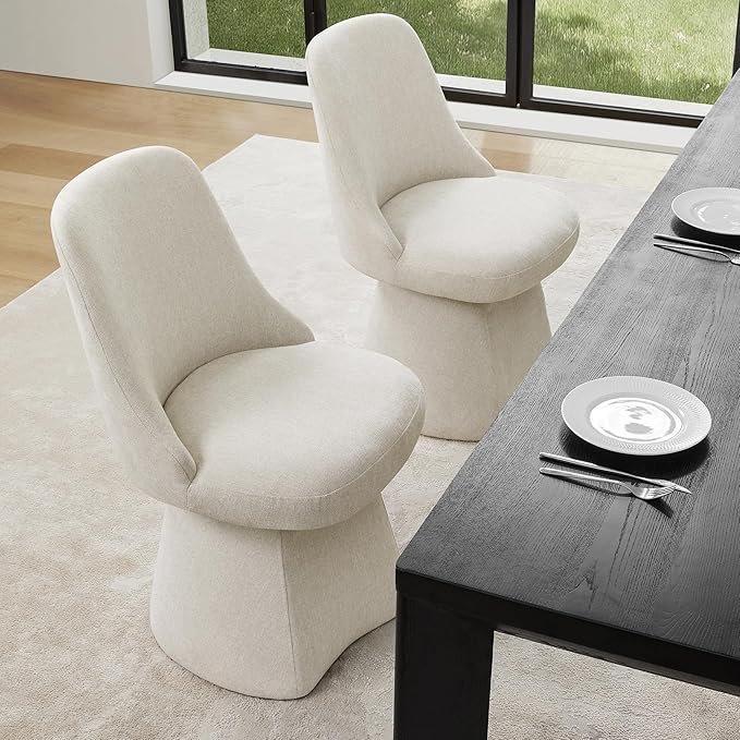 Swivel Dining Chairs Set of 2, Upholstered Mid Century Modern Deskchair with ...