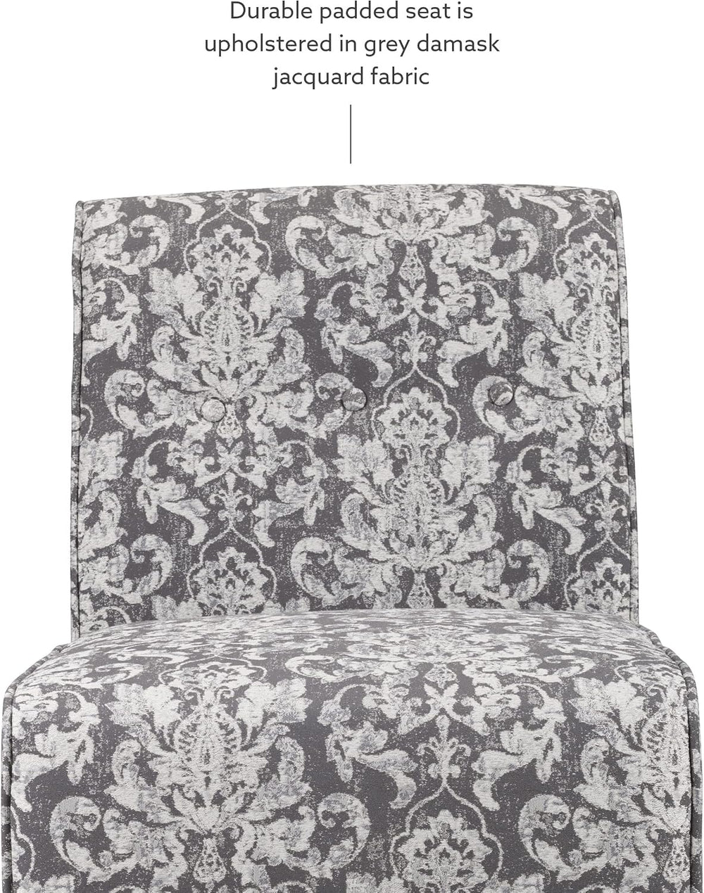 Linon Coco Accent Chair, Gray Damask