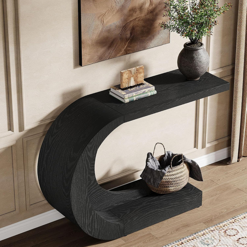 Tribesigns 43.3" Farmhouse Console Table for Entryway, Unique C-Shaped R...