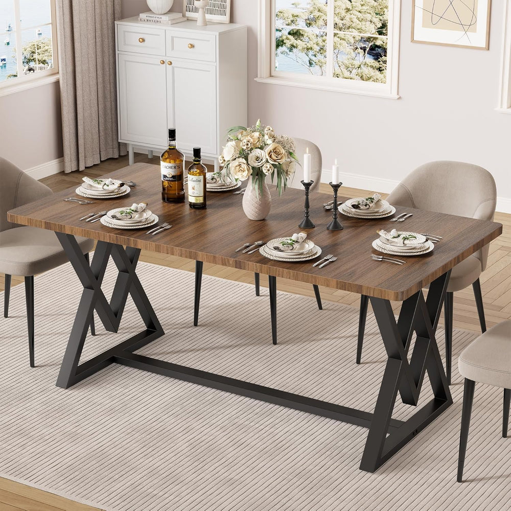 IRONCK 63" Dining Table for 4-6, Modern Rectangular Kitchen Table with S...