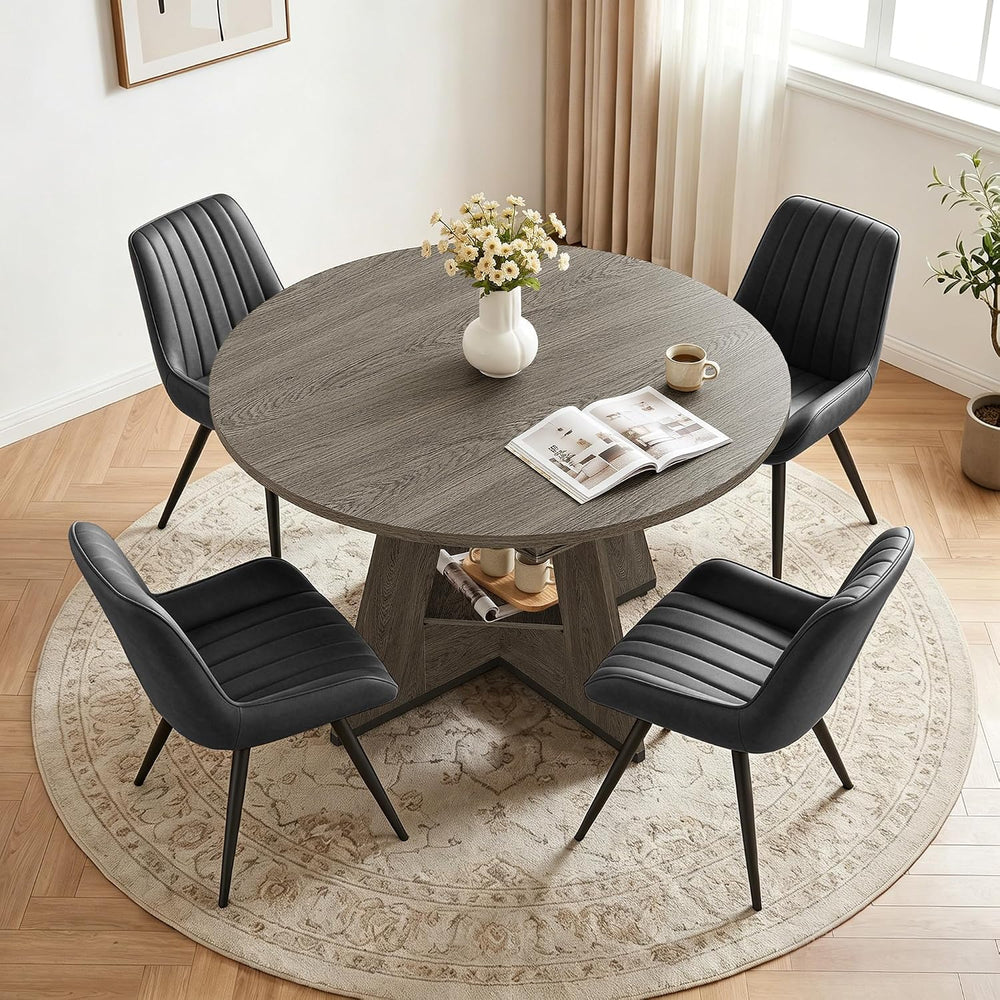 Miereirl Extendable Dining Table Set for 4-6, 47.24"-63" Round to O...