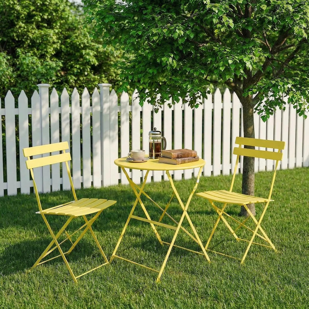 LIFERUN 3-Piece Folding Bistro Set Outdoor, Patio Table and Chairs Set of 2