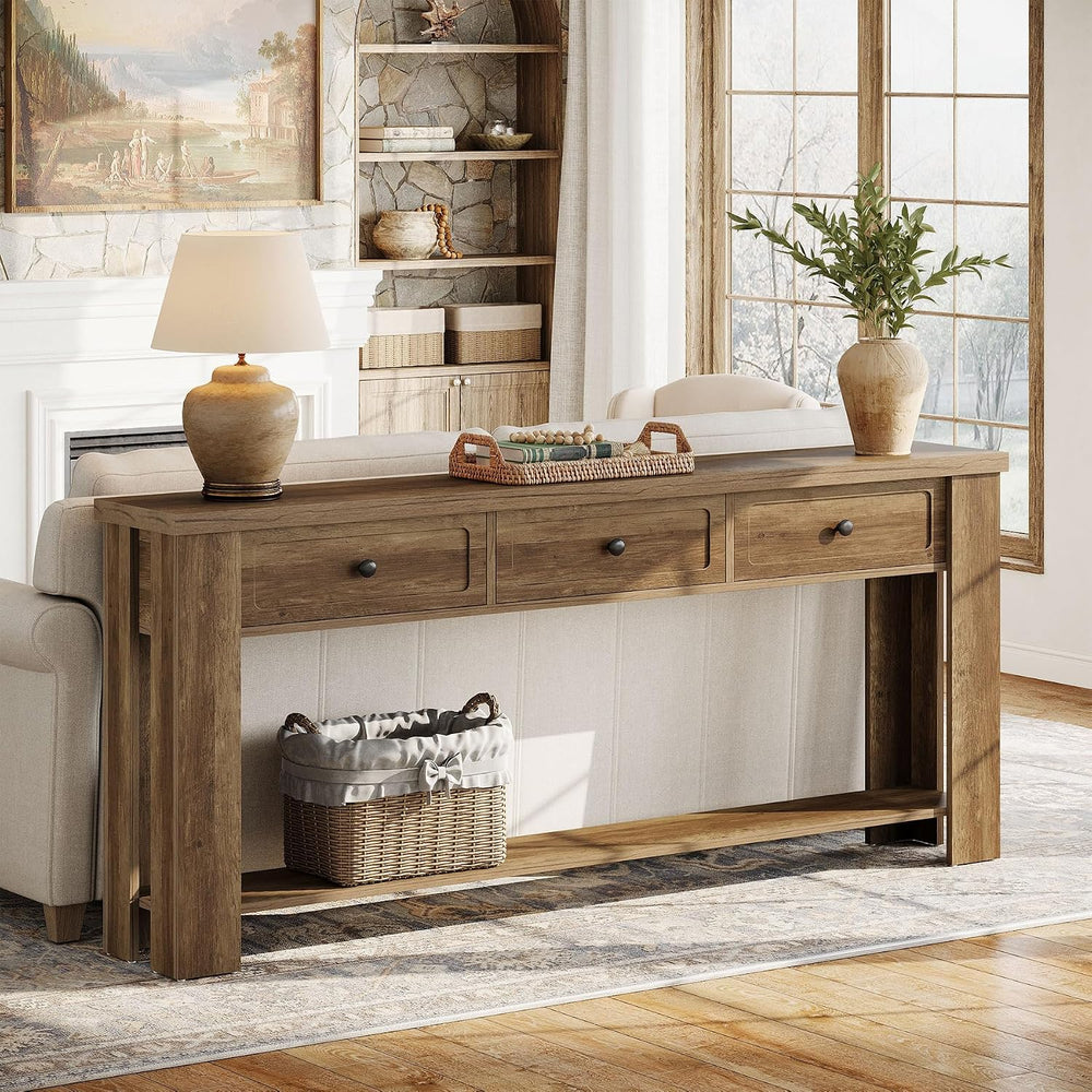 Tribesigns 70.9-Inch Long Console Table with 3 Drawers, Farmhouse Entryway Ta...