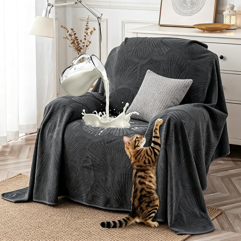 Waterproof Armchair Couch Cover for Pet,71"x91",Charcoal Gray