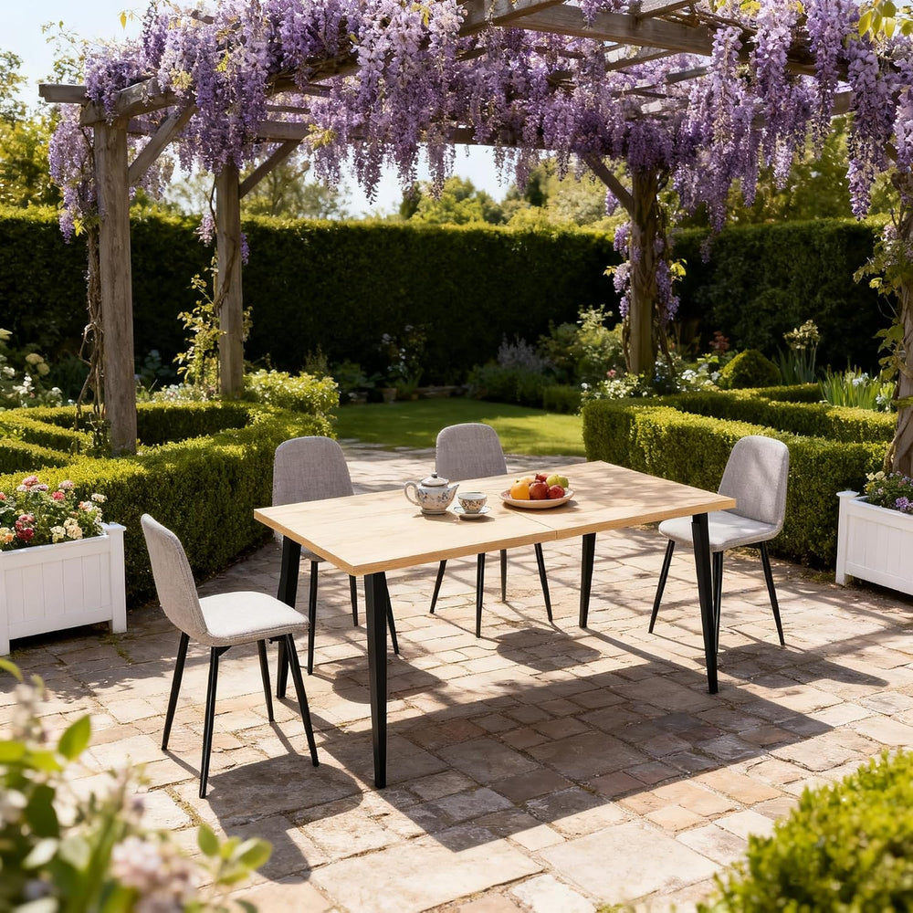 Dining Table, Wooden Tabletop & Rust-Resistant Iron Legs, Rectangular Kit...