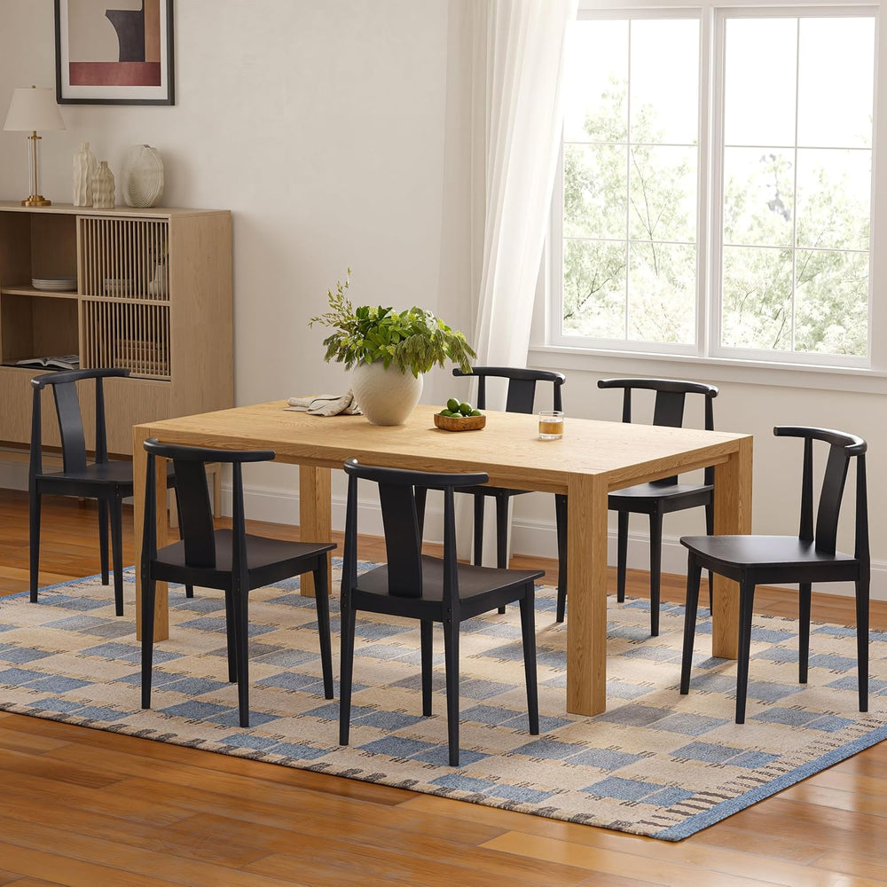 EYYTHUNG Wood Dining Chairs Set of 2, Farmhouse Kitchen Chairs with Curved Ba...