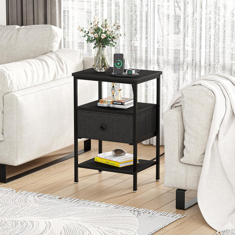 VECELO Nightstands with Charging Station Set of 2,Bedside Tables with Storage...