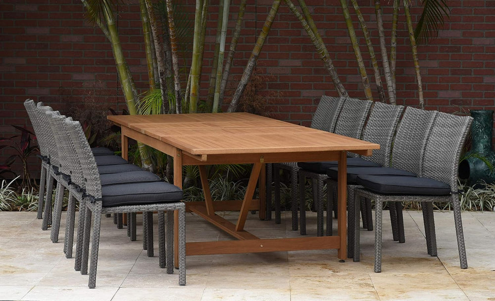 Amazonia Jefferson 11-Piece Patio Extendable Dining Table Set | Teak Finish &...