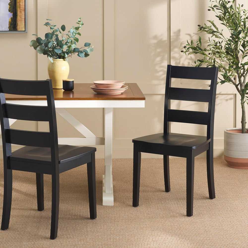SAFAVIEH Home Collection - Silio Black Wood Ladder Back Dining Chair Set of 2...