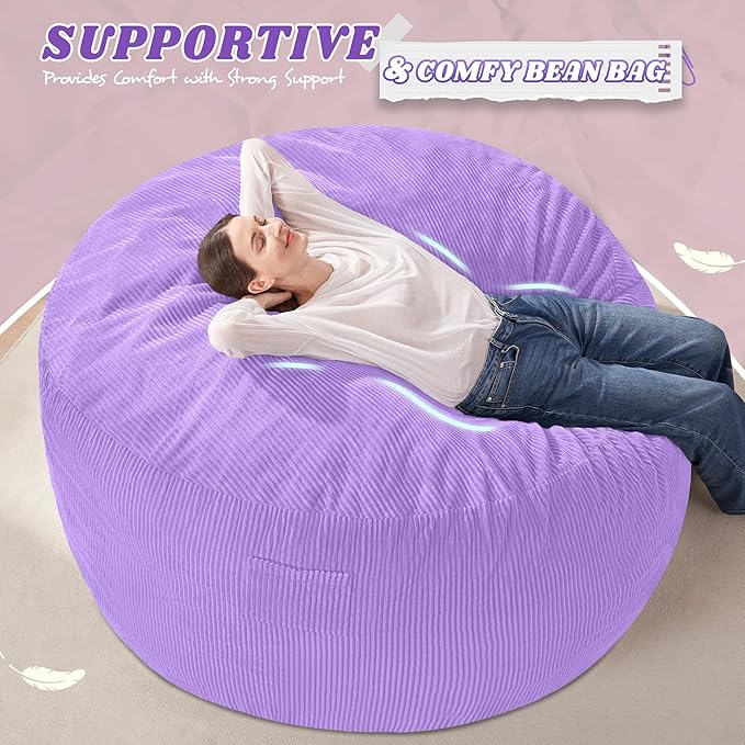 HABUTWAY 5FT Bean Bag Chair,Giant Bean Bag Chairs for Adults,Big Bean Bags wi...