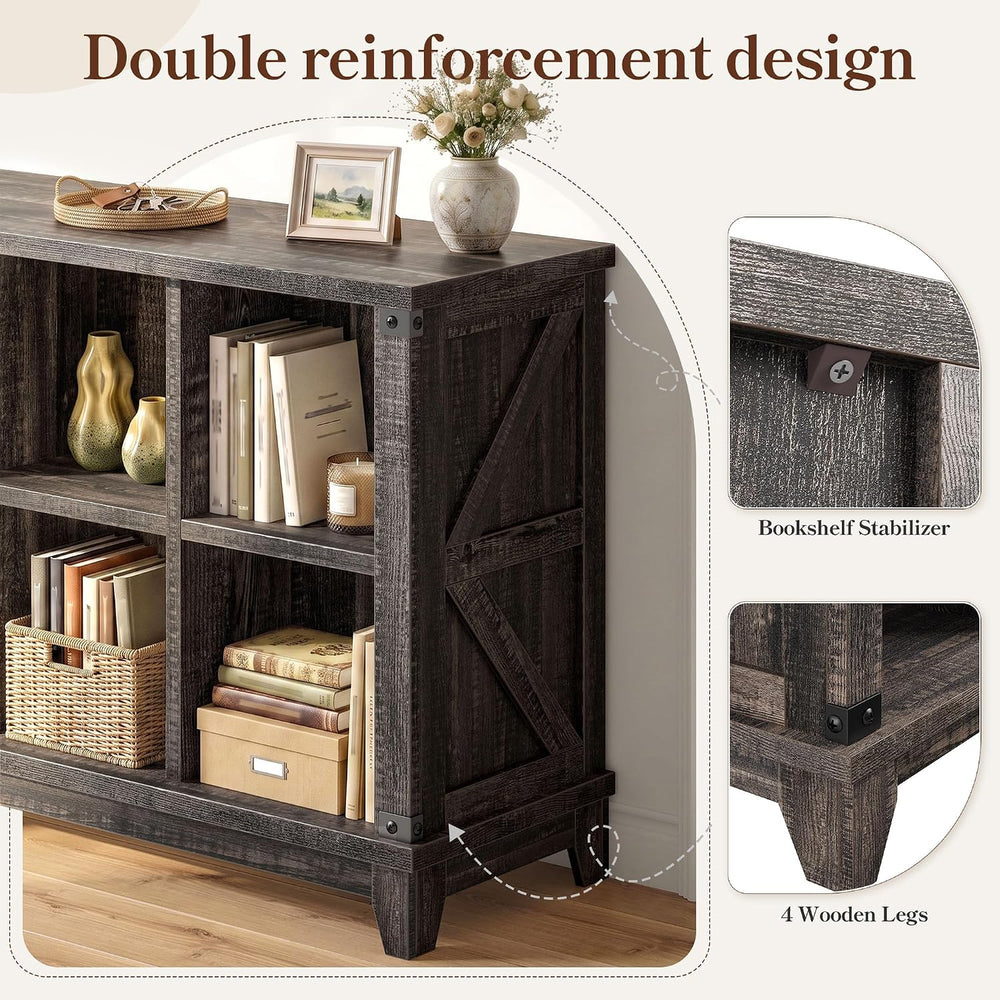 EnHomee Wooden 6 Cube Storage Organizer, Farmhouse Storage for Living Room