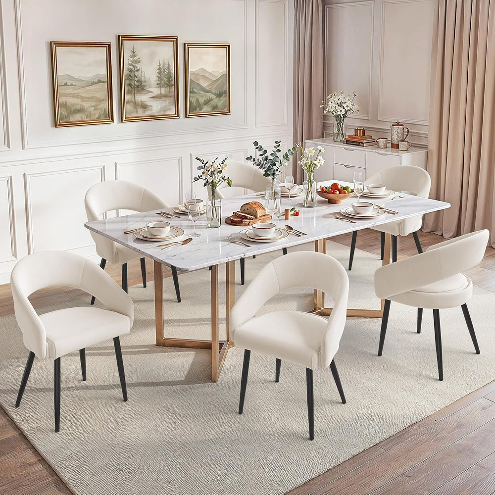 LUE BONA Modern Dining Chairs Set of 6, Beige