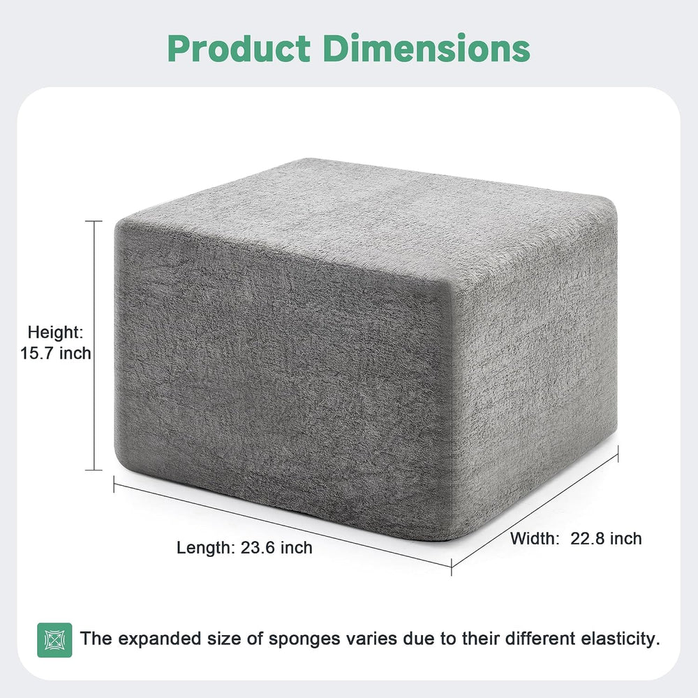 23.6'' Square Pouf Ottoman Foot Rest with High-Rebound Solid One-Piec...