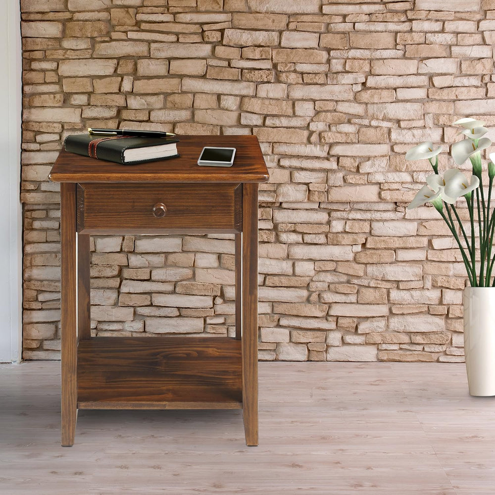 Casual Home Owl Night Stand with USB Port Charging Station and Drawer, 17.5&q...