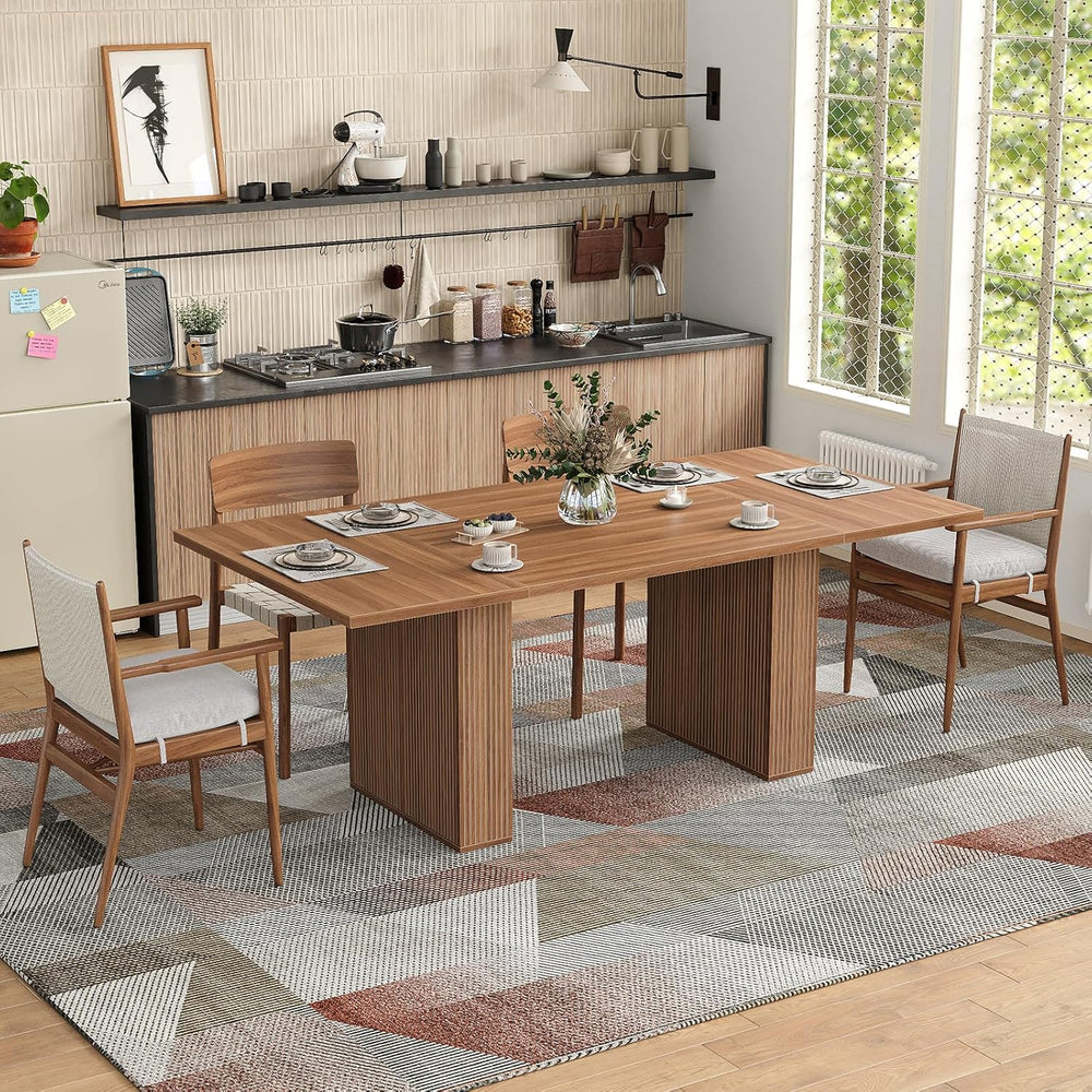 Yanosaku 78.7'' Dining Table for 4 6 8 10, Rectangular Kitchen Table ...