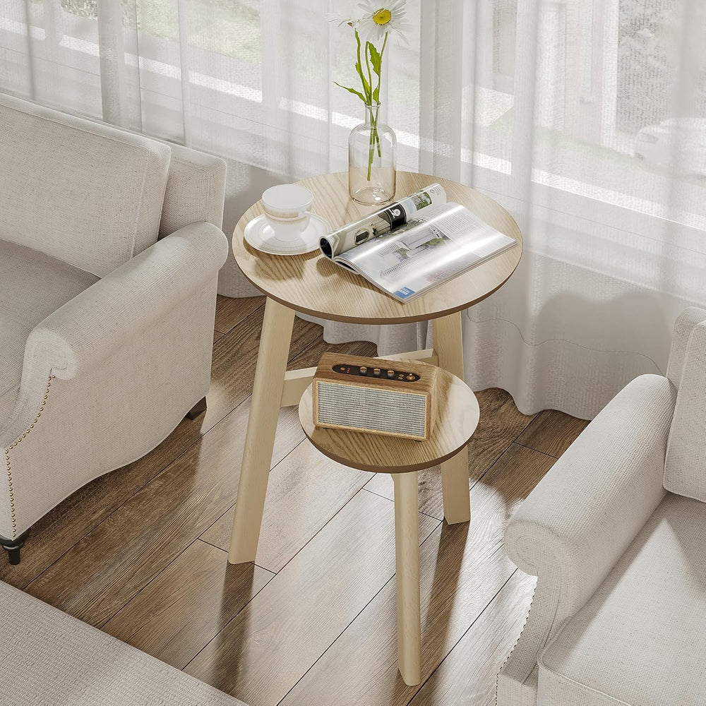ChooChoo Round End Table for Small Spaces, Narrow Side Table, Accent Table Ni...